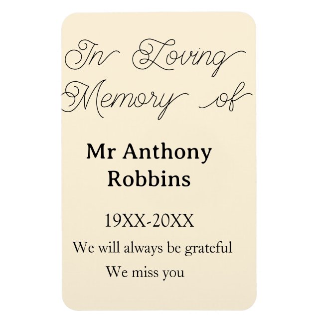 Ímã In Loving memory of name funeral memory keepsake (Vertical)