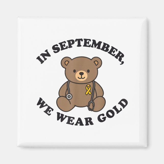 Imã In September We Wear Gold Pediatric Nurse Childhoo (Frente)