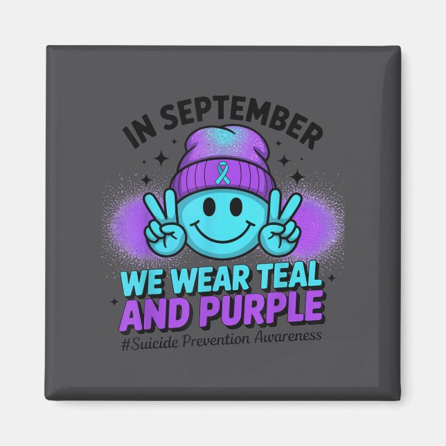 Imã In September We Wear Teal And Purple Suicide Preve (Frente)