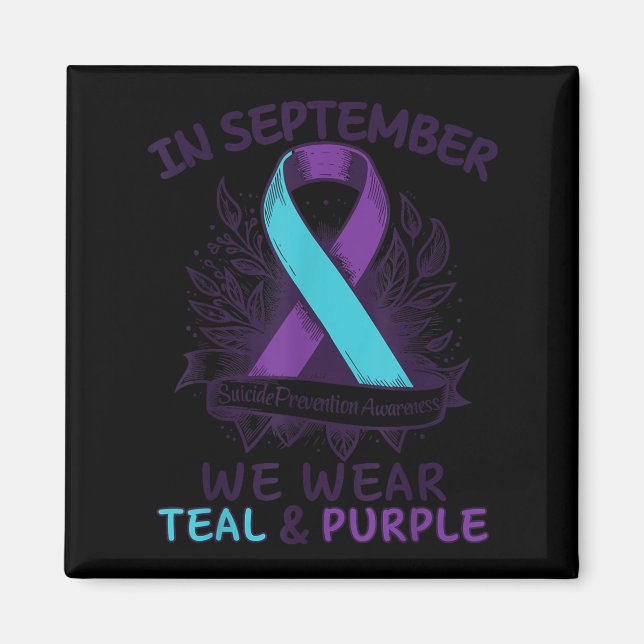 Imã In September We Wear Teal Purple Ribbon Suicide Pr (Frente)