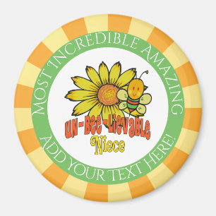 Imã Inacreditável sobrinha, girassóis e abelhas