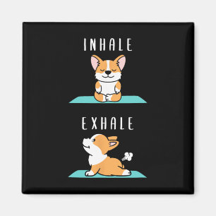 Imã Inalar Exalar Namaste Yoga Corgi Cachorro Meditaçã