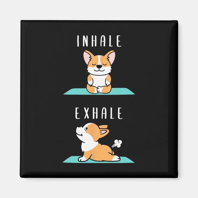 Imã Inalar Exalar Namaste Yoga Corgi Cachorro Meditaçã (Frente)