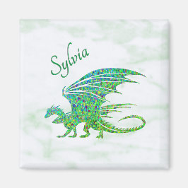 Imã Incrível Dragão Verde Mosaico Pessoal