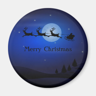 Imã Incrível Papai Noel e Rena Noturno Azul
