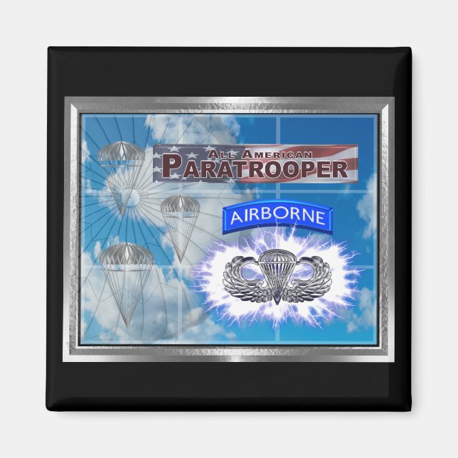 Imã Incrível Paraquedista Americana e Bandeira (Frente)