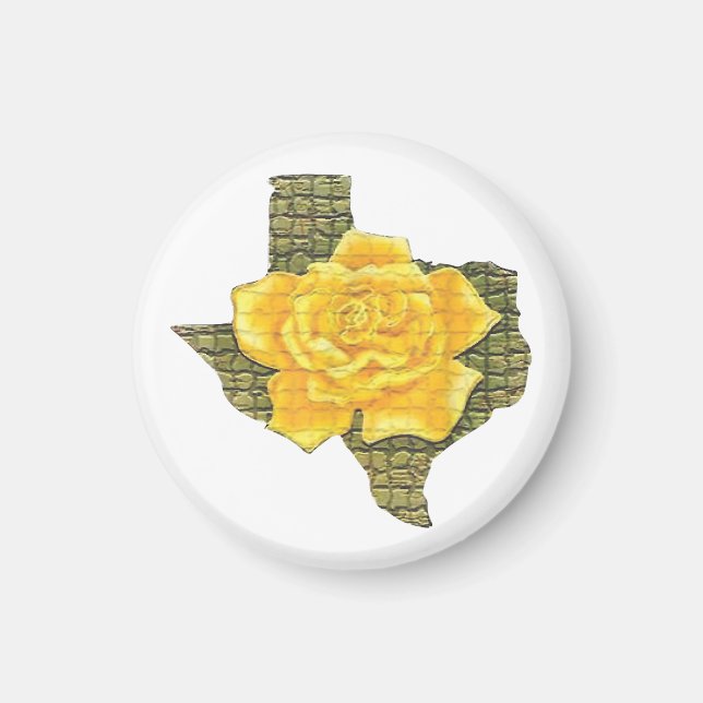 Imã Incrível Rosa Amarela Da Flor De Padrão Do Texas (Frente)