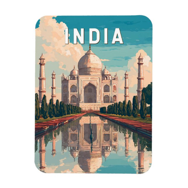 Ímã India Illustration Travel Art Vintage (Vertical)