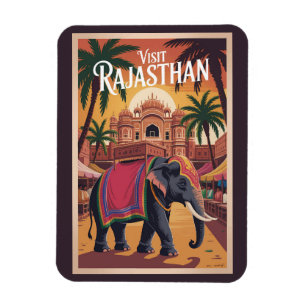 Ímã Índia Rajasthan Ilustração Viagem Arte Vintage