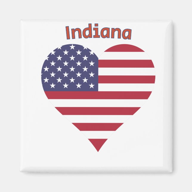 Imã Indiana American Flag Heart (Frente)