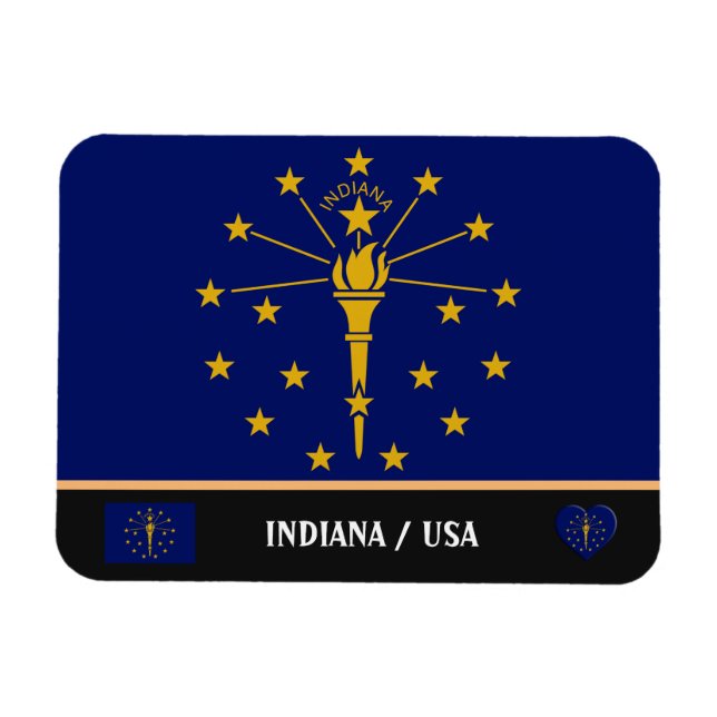 Ímã Indiana Flag & Indiana State /viagem America (Horizontal)