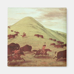Imã Indianos de Sioux que caçam o búfalo, 1835 (óle