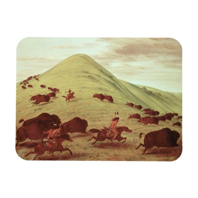 Ímã Indianos Sioux caçando búfalos, 1835 (petróleo na  (Horizontal)