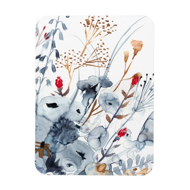 Ímã Indigo & Ochre - Flores de Aquarela (Vertical)