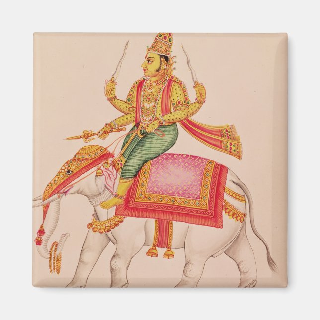 Imã Indra, Deus das Tempestades, cavalgando sobre um e (Frente)