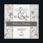 Imã Infecções Florais Simples Inspirivência Moderna El<br><div class="desc">Este elegante Sr. e Sra. Magnet mostra os nomes dos casais e a data do casamento. Um ímã excelente para um favor ou salve o lembrete de data. É criado com alguns prigos florais bonito, sábios e desenhados à mão. A design neutra moderna tem um aspecto natural que é perfeito...</div>