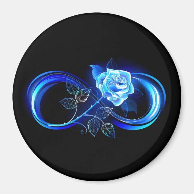 Imã Infinito brilhante com rosa azul (Frente)