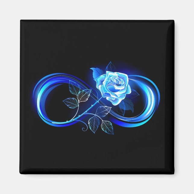 Imã Infinito brilhante com rosa azul (Frente)