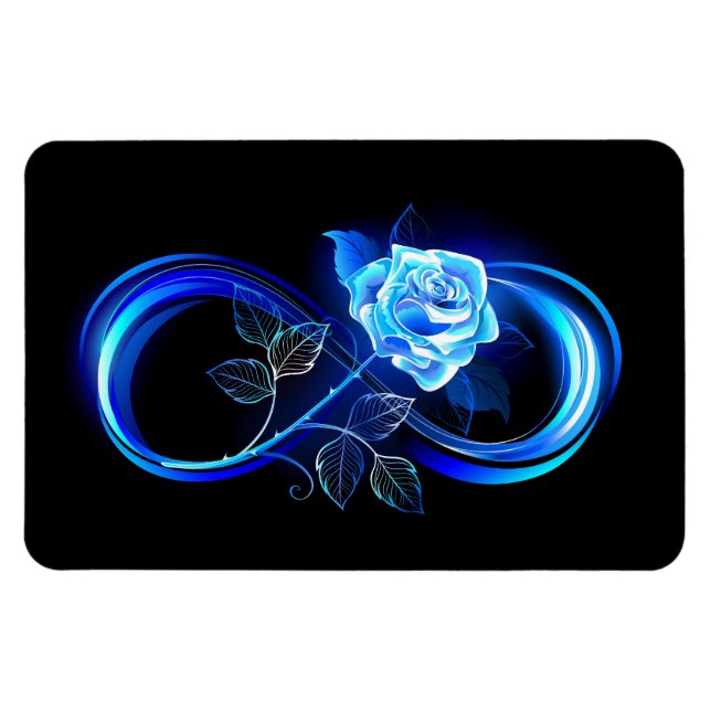 Ímã Infinito brilhante com rosa azul (Horizontal)