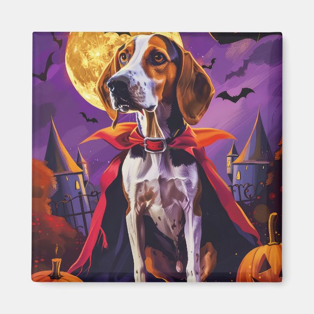 Imã Inglês Americano do Halloween Foxhound Pumpkin Sca (Frente)