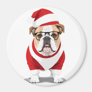 Imã Inglês Buldogue Em Papais noeis Costume Adorável E