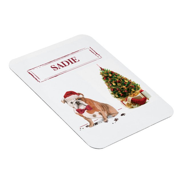 Ímã Inglês Buldogue Engraçado Cachorro de Natal com Ár (Lado Direito)