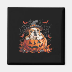 Imã Inglês Bulldog Pumpkin Halloween Homens de Ação de