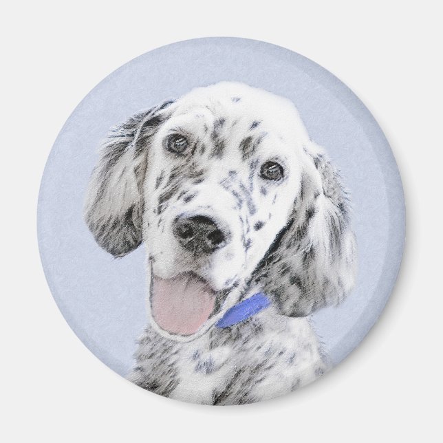Imã Inglês Setter Blue Belton pintando arte canina (Frente)