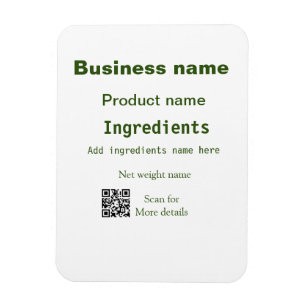 Ímã Ingredientes adicionam nome do produto ponderador 