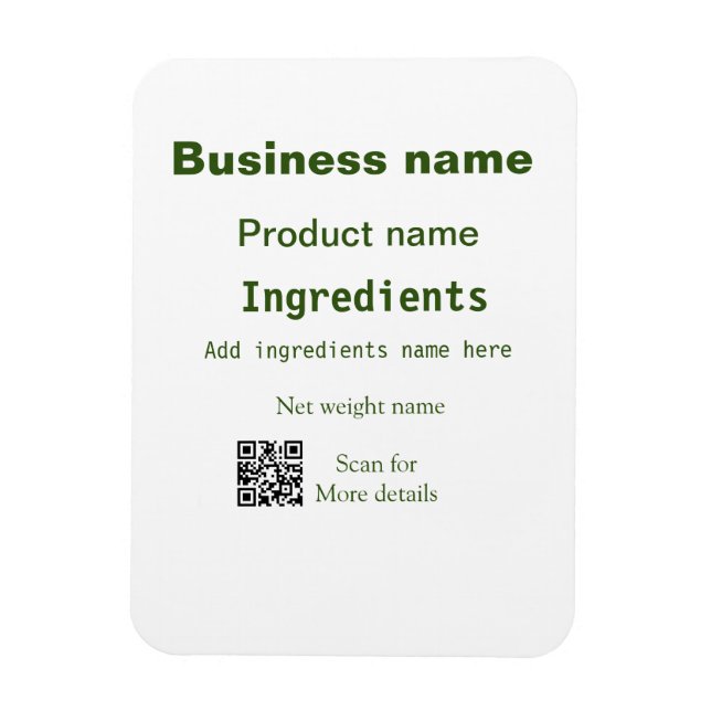 Ímã Ingredientes adicionam nome do produto ponderador  (Vertical)