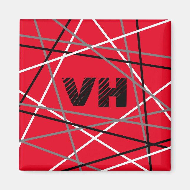 Imã Iniciais de Nome de Violão com Faixa Vermelha lega (Frente)