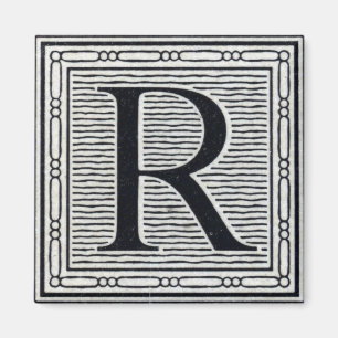 Imã Inicial de Woodblock do Woodcut da letra de bloco