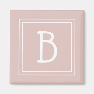 Imã Inicial Monogramática Rosa e Branco de Fazenda Mod