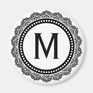 Imã Inicial preto e branco do costume do medalhão