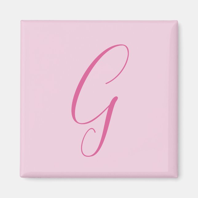 Imã Initial Letter Monogram Light Pink Plain Chic (Frente)