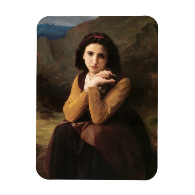 Ímã Inocência de Menina Adolescente, Bouguereau (Vertical)