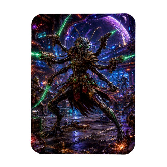Ímã Insectoid Space Pirate — Six-Armed Combatant (Vertical)