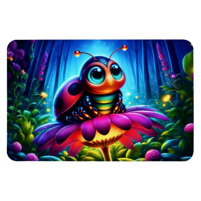 Ímã Inseto mágico numa floresta noturna luminosa (Horizontal)