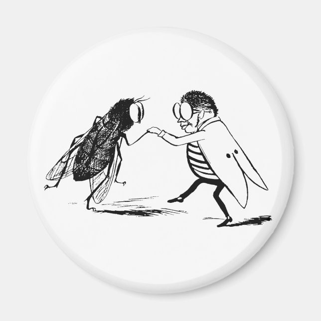 Imã Insetos Antigos Dançando; Mosca Azul (Frente)