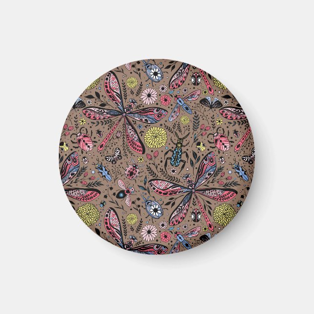 Imã Insetos de rabisco de mocha (Frente)