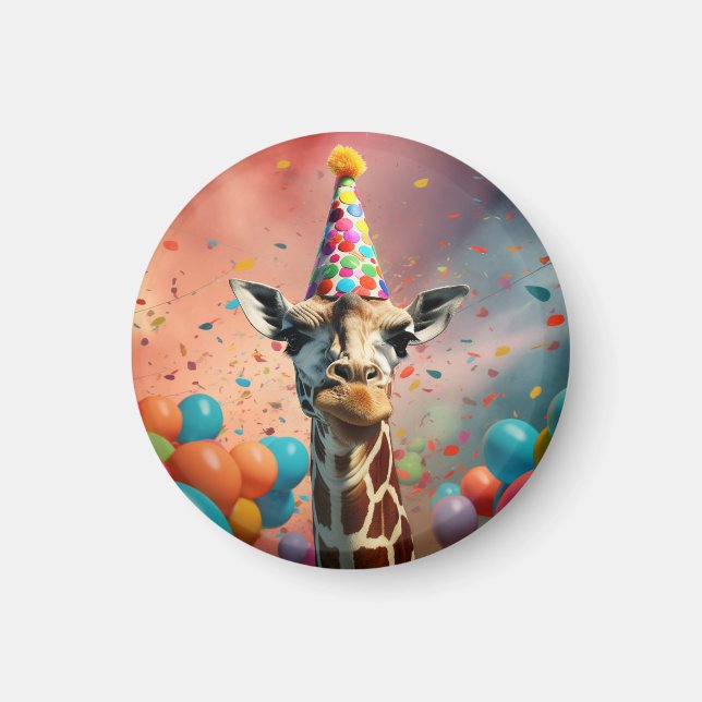 Imã Insígnia de aniversário girafa, ímã, diversão  (Frente)