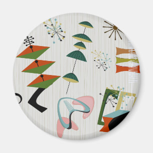 Imã Inspirado Atômico Retro Eames-Era