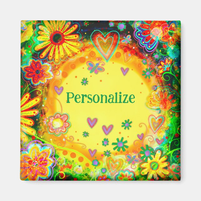 Imã Inspiridade Personalizada Floral Amarelo Elegante (Frente)