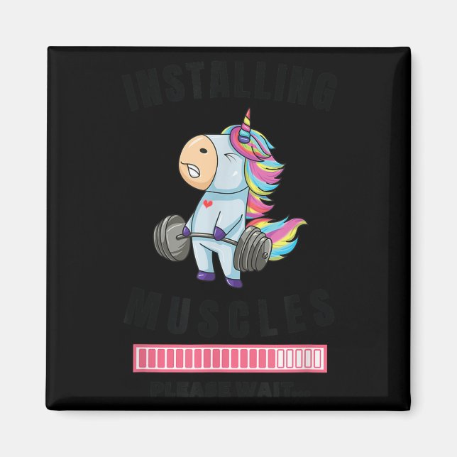 Imã Installing Muscles Unicorn Weight Lifting Fitness  (Frente)