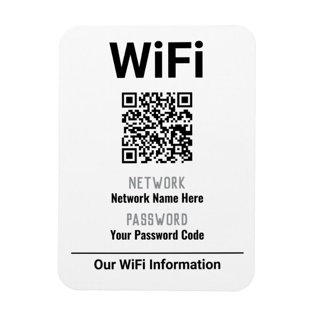 Ímã Instruções de WiFi com Código QR (Vertical)