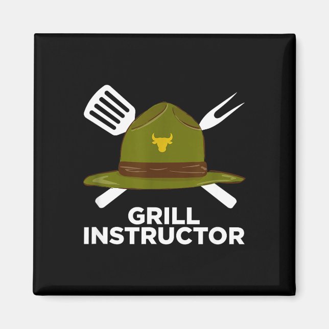 Imã Instrutor de churrasco engraçado pitmaster de chur (Frente)