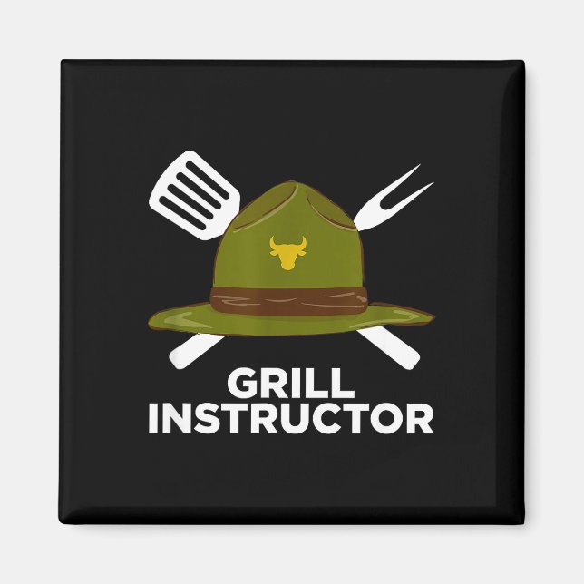 Imã Instrutor de churrasco engraçado pitmaster de chur (Frente)
