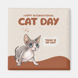 Imã International Cat Day Sphynx Celebration Art