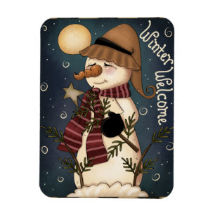 Ímã Inverno Bem-vindo Snowman Premium Magnet