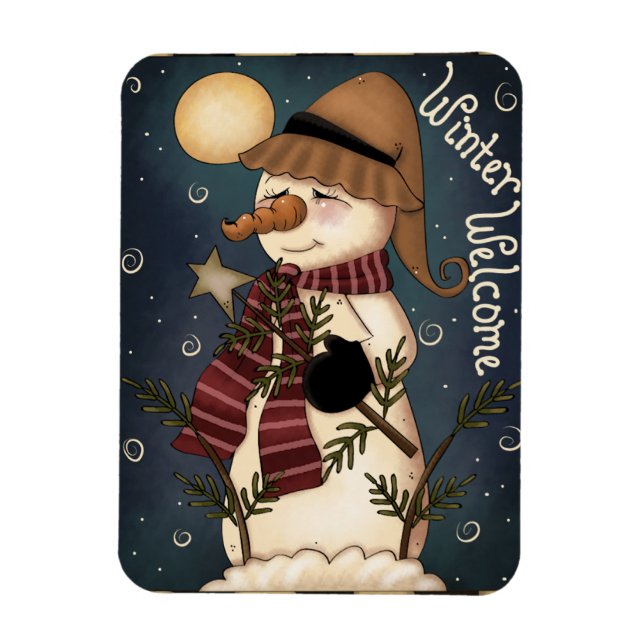 Ímã Inverno Bem-vindo Snowman Premium Magnet (Vertical)